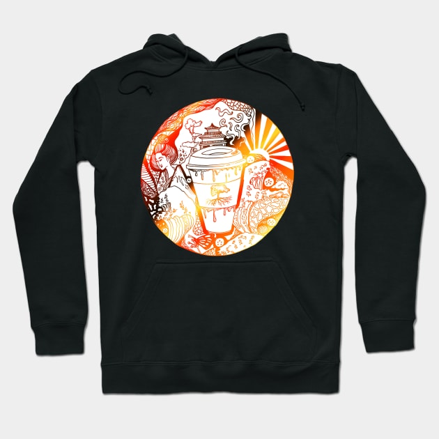 Gold and White Coffee In Japan Hoodie by kenallouis